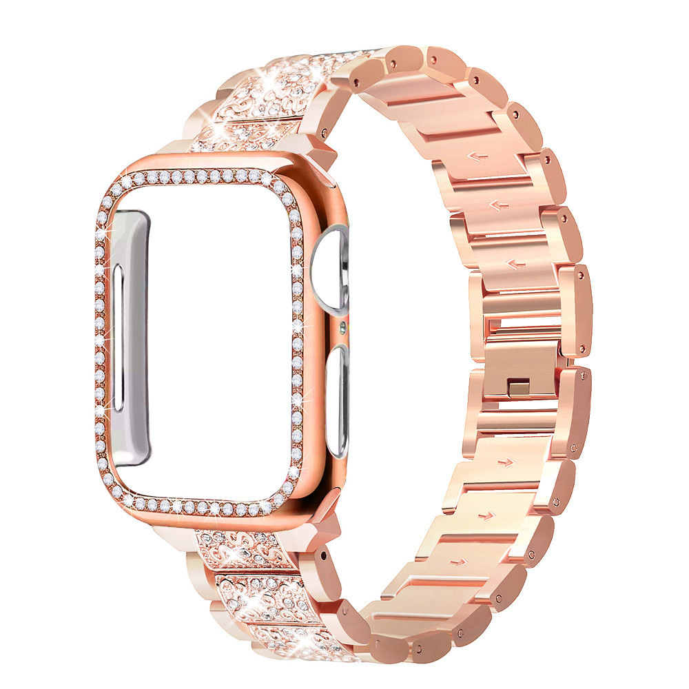 Luxury Watch Ap - Case+Bling strap for Apple Watch band
