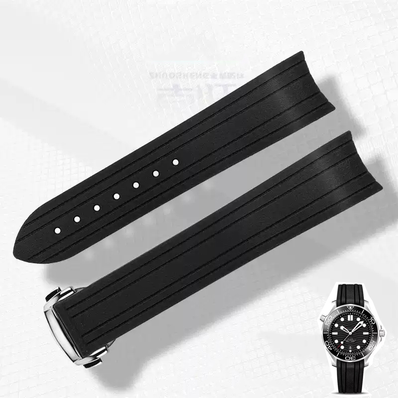 Omega Watch Seamaster - 20mm Curved End Rubber Silicone Watchband