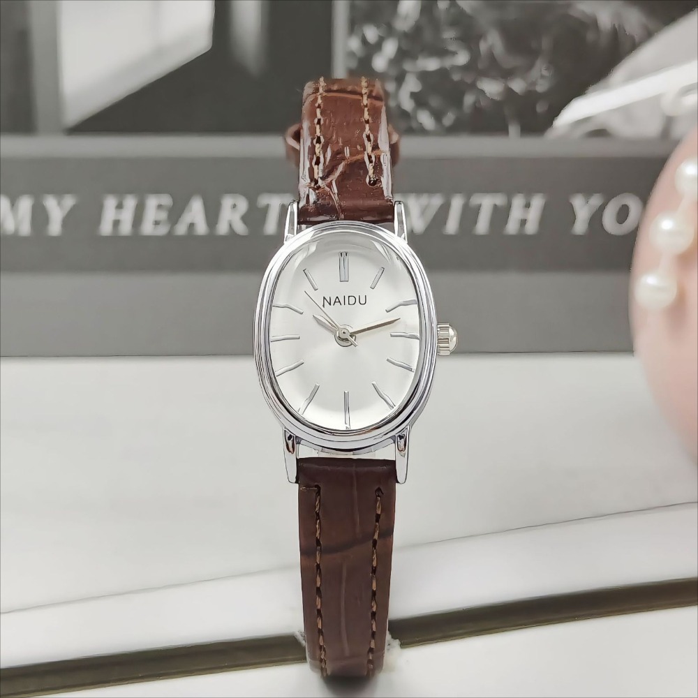 Luxury Watch With Leather Strap - Fashion Brand Women Oval Dial Watch