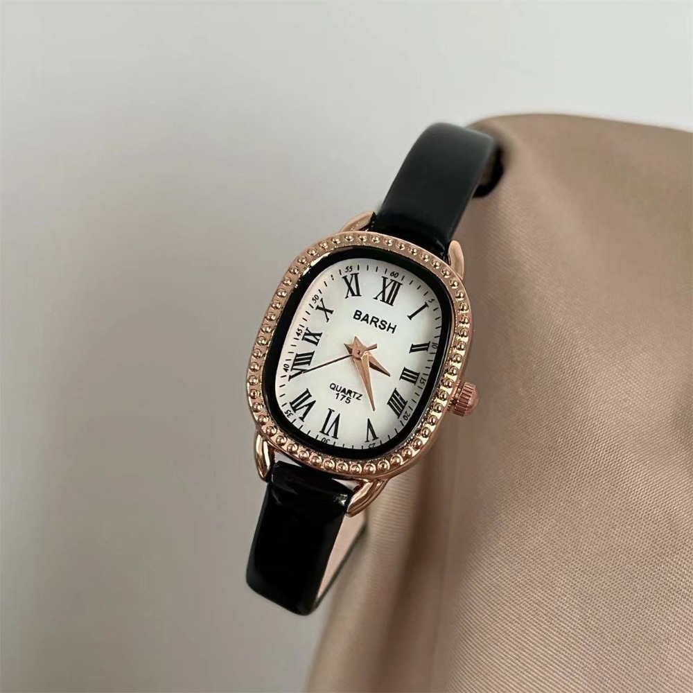 Luxury Watch With Leather Strap - Famous Brand Women Diamond Oval Dial