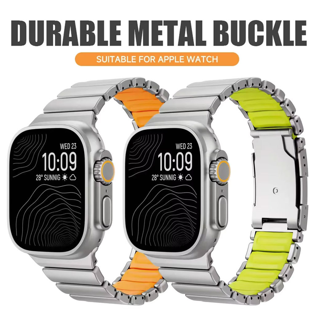 Luxury Watch Ap - Titanium Silicone Strap for Apple Watch