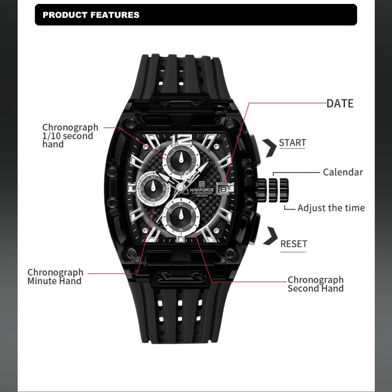 NAVIFORCE Man's Watch 5ATM Wat - Luxury Watch Strap recension och pris