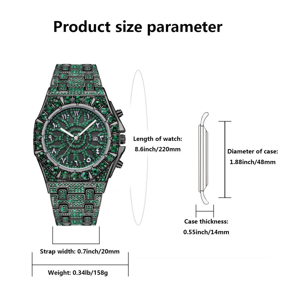 Hip Hop Green Ice Wristwatch M - Luxury Watch And Jewelry Brand recension och pris